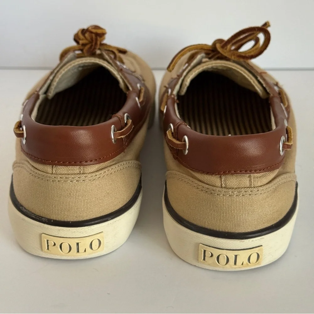 Polo Ralph Lauren Rylander Boat Leather Canvas Shoes | Size 9 D